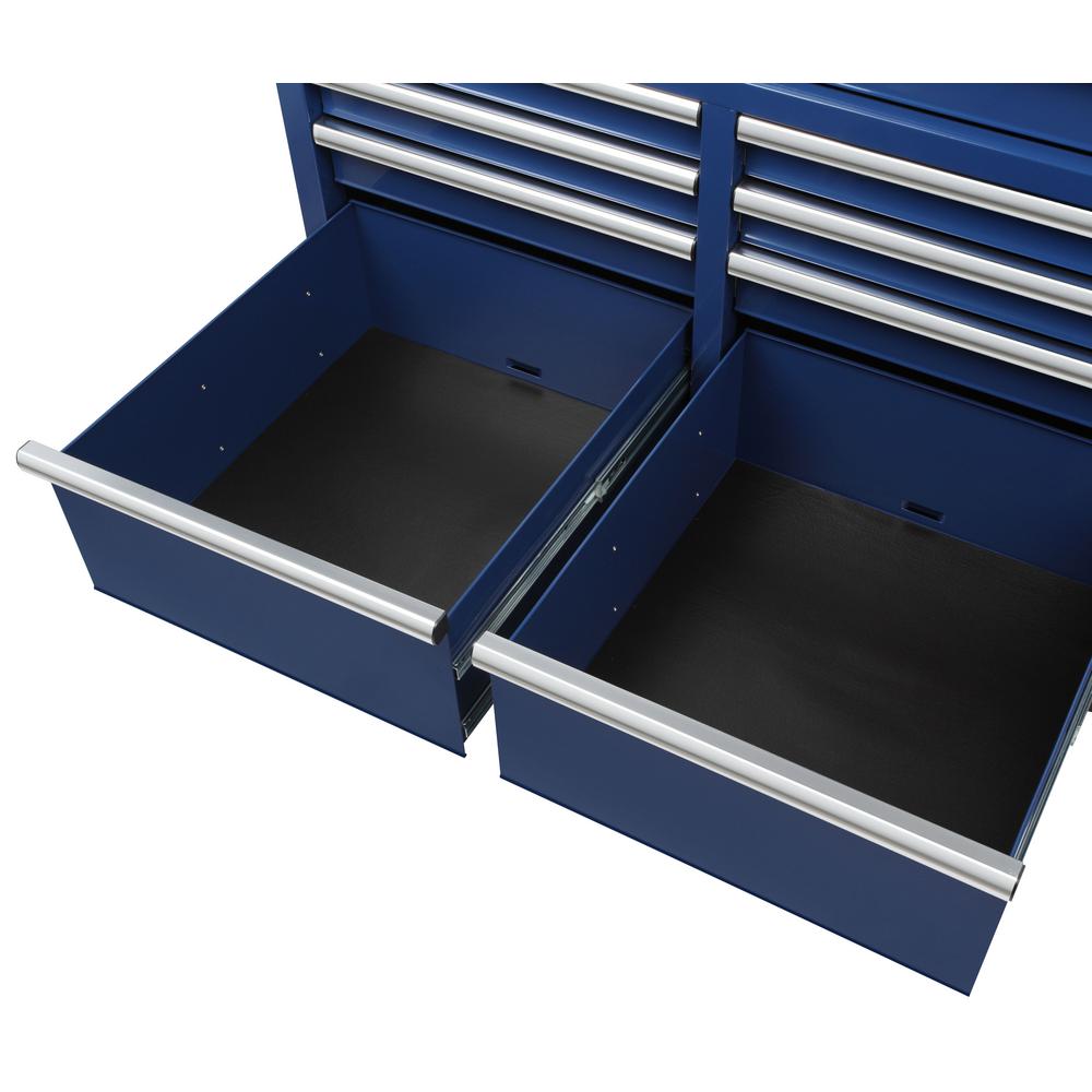 46 in. W 9-Drawer, Deep Tool Chest Mobile Workbench in Gloss Blue with Hardwood Top