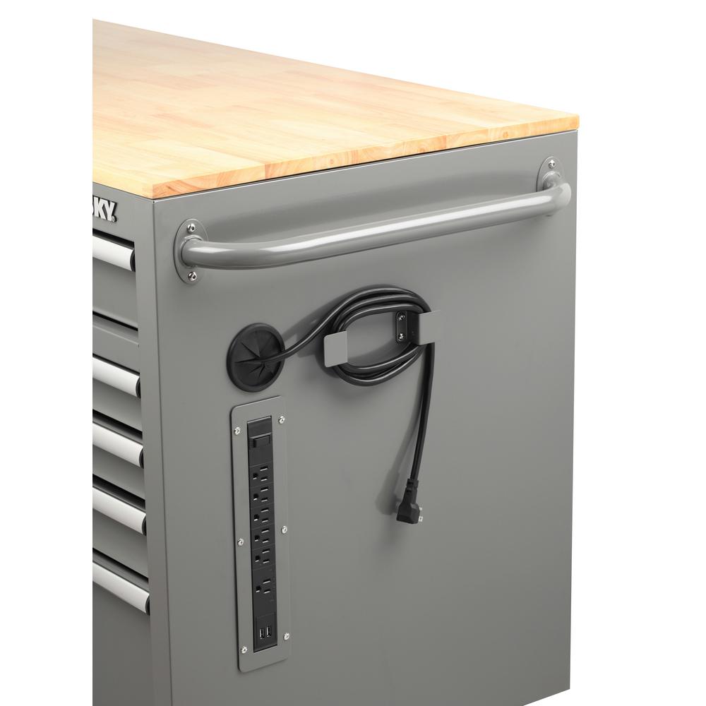 46 in. W 9-Drawer, Deep Tool Chest Mobile Workbench in Gloss Gray with Hardwood Top
