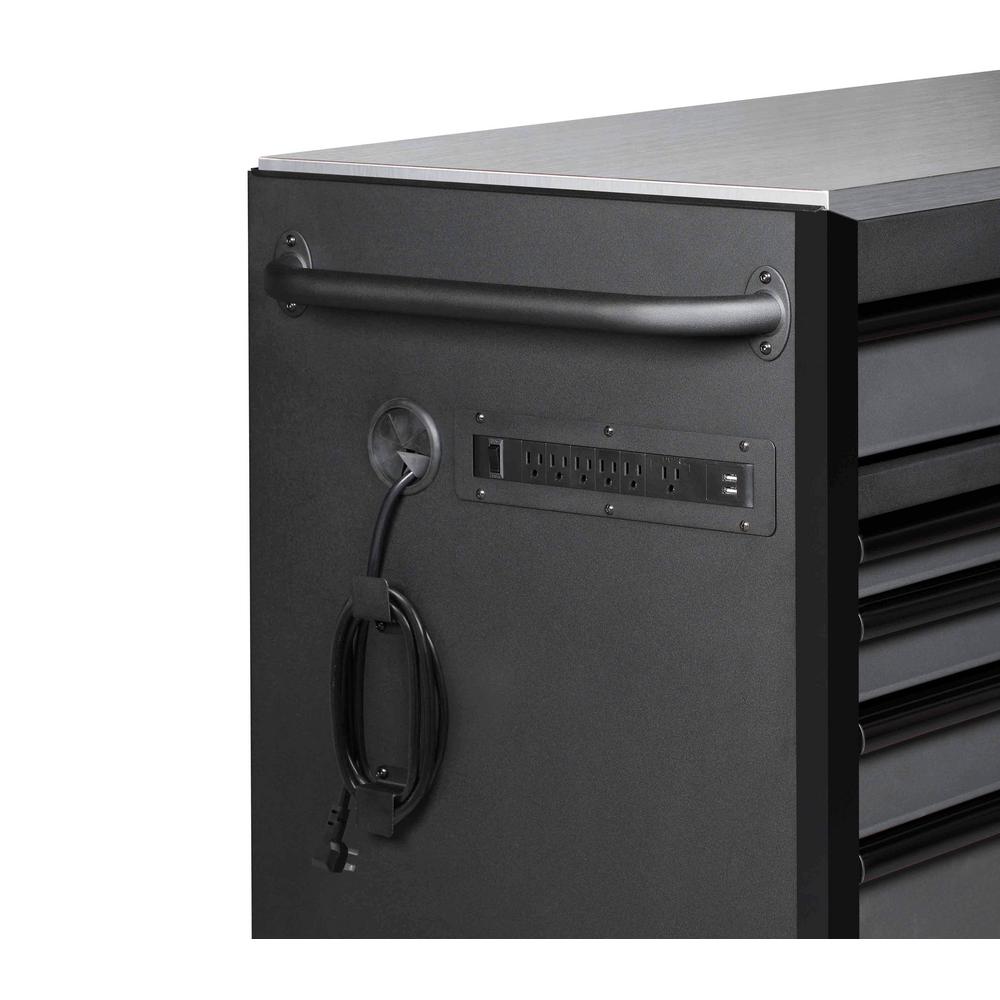 Heavy-Duty 72 in. W 15-Drawer, Deep Tool Chest Mobile Workbench in Matte Black with Stainless Steel Top and Dual Locks