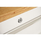72 in. 18-Drawer Mobile Workbench with Solid Wood Top in Gloss White