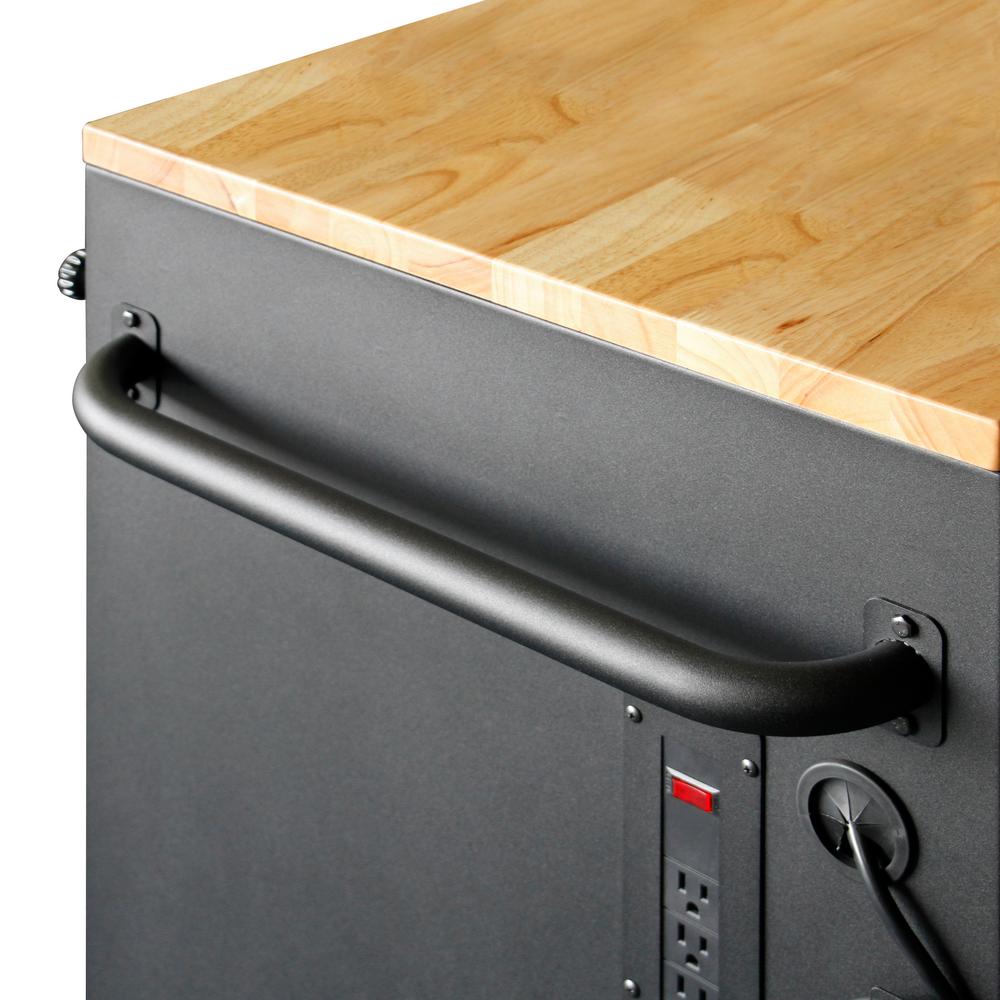 Heavy-Duty 52 in. W 9-Drawer, Deep Tool Chest Mobile Workbench in Matte Black with Adjustable-Height Hardwood Top