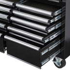 72 in. W 18-Drawer, Deep Tool Chest Mobile Workbench in Gloss Black with Hardwood Top