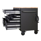 Heavy-Duty 52 in. W 9-Drawer, Deep Tool Chest Mobile Workbench in Matte Black with Adjustable-Height Hardwood Top