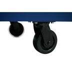 72 in. 18-Drawer Mobile Workbench with Adjustable-Height Solid Wood Top in Matte Blue
