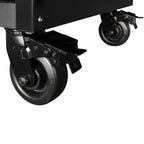 Heavy-Duty 61 in. W 10-Drawer 1-Door, Deep Tool Chest Mobile Workbench in Matte Black w/ Hardwood Top, Pegboard & Shelf