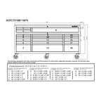 72 in. 18-Drawer Mobile Workbench with Solid Wood Top in Gloss Blue