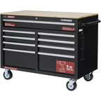 46 in. W 9-Drawer, Deep Tool Chest Mobile Workbench in Gloss Black with Hardwood Top