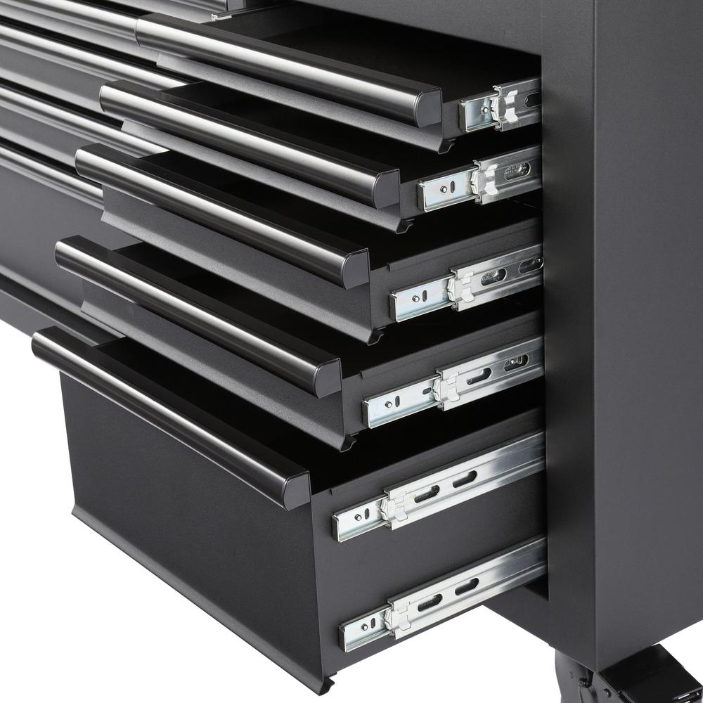 Heavy-Duty 72 in. W 18-Drawer, Deep Tool Chest Mobile Workbench in Matte Black with Adjustable-Height Hardwood Top
