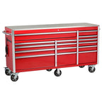 Heavy-Duty 72 in. W 15-Drawer, Deep Tool Chest Mobile Workbench in Gloss Red with Stainless Steel Top