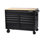 46 in. W 9-Drawer, Deep Tool Chest Mobile Workbench in Gloss Blue with Hardwood Top