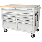 46 in. W 9-Drawer, Deep Tool Chest Mobile Workbench in Gloss Blue with Hardwood Top