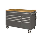 Heavy-Duty 52 in. W 9-Drawer, Deep Tool Chest Mobile Workbench in Matte Black with Adjustable-Height Hardwood Top