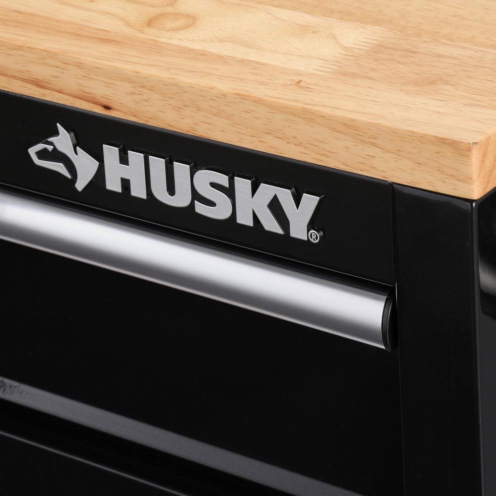 72 in. W 18-Drawer, Deep Tool Chest Mobile Workbench in Gloss Black with Hardwood Top