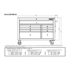 Heavy-Duty 52 in. 9-Drawer Mobile Workbench with Adjustable-Height Solid Wood Top in Matte Blue