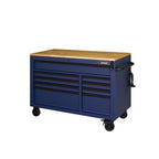 Heavy-Duty 52 in. W 9-Drawer, Deep Tool Chest Mobile Workbench in Matte Black with Adjustable-Height Hardwood Top