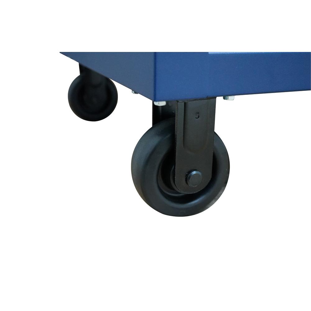 Heavy-Duty 52 in. 9-Drawer Mobile Workbench with Adjustable-Height Solid Wood Top in Matte Blue