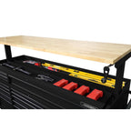 Heavy-Duty 72 in. W 18-Drawer, Deep Tool Chest Mobile Workbench in Matte Black with Adjustable-Height Hardwood Top