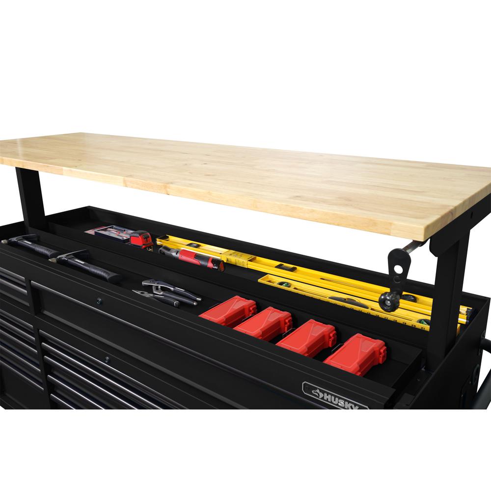 Heavy-Duty 72 in. W 18-Drawer, Deep Tool Chest Mobile Workbench in Matte Black with Adjustable-Height Hardwood Top