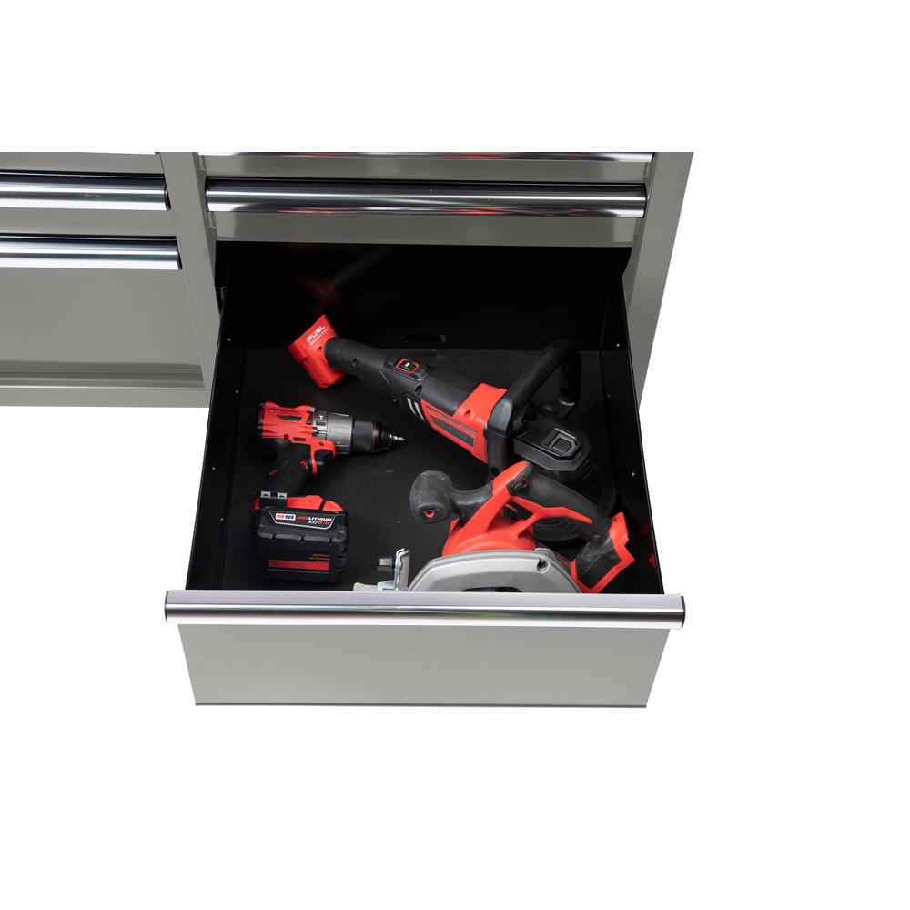 46 in. W 9-Drawer, Deep Tool Chest Mobile Workbench in Gloss Gray with Hardwood Top