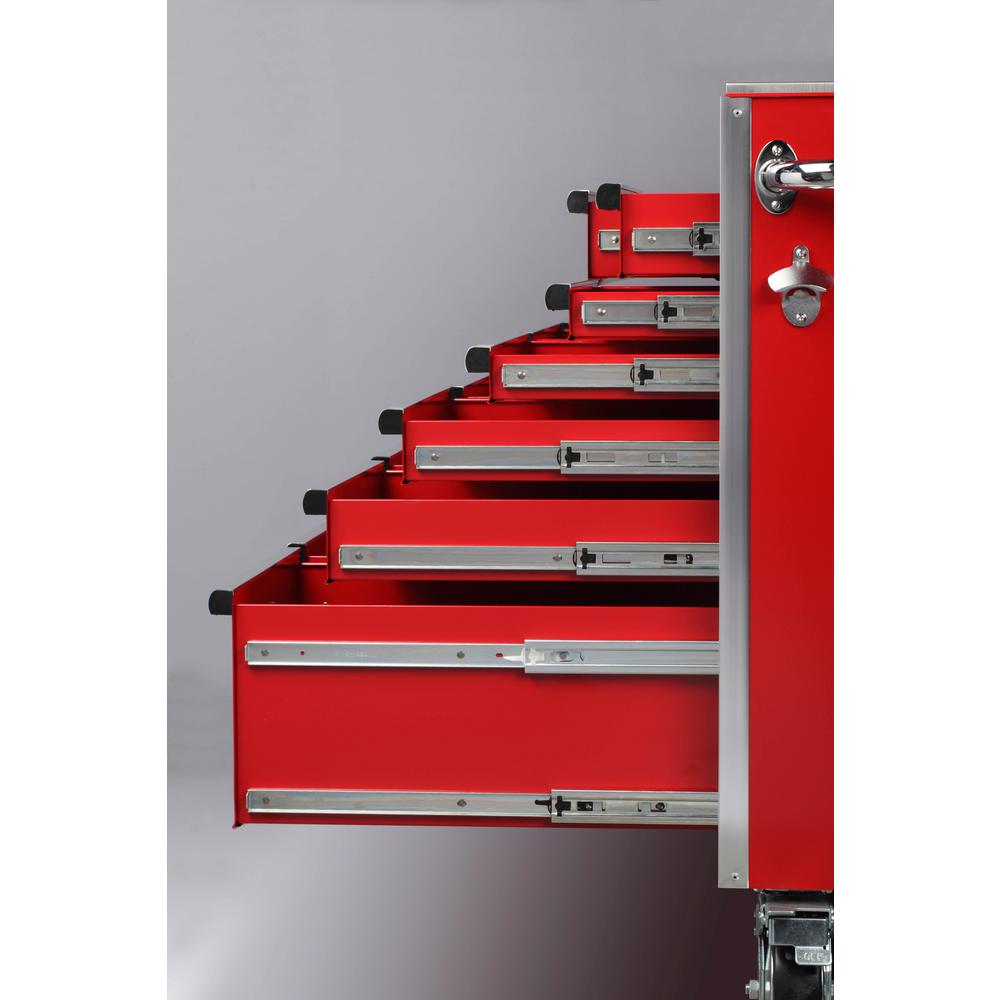 Heavy-Duty 72 in. W 15-Drawer, Deep Tool Chest Mobile Workbench in Gloss Red with Stainless Steel Top