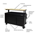 Heavy-Duty 52 in. W 9-Drawer, Deep Tool Chest Mobile Workbench in Matte Black with Adjustable-Height Hardwood Top
