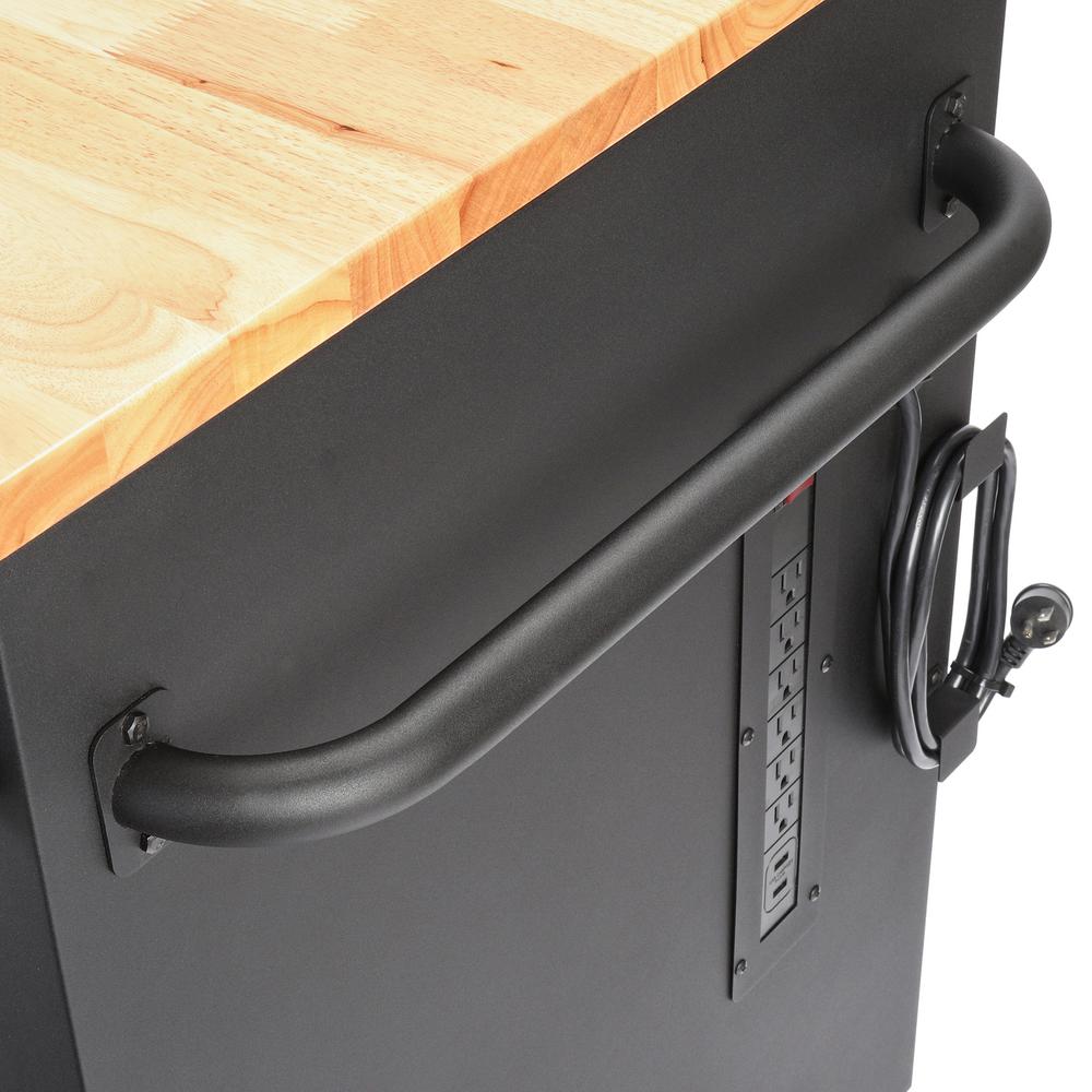 Heavy-Duty 72 in. W 18-Drawer, Deep Tool Chest Mobile Workbench in Matte Black with Adjustable-Height Hardwood Top