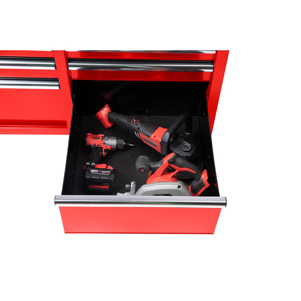 46 in. W 9-Drawer, Deep Tool Chest Mobile Workbench in Gloss Red with Hardwood Top