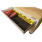 72 in. 18-Drawer Mobile Workbench with Solid Wood Top in Gloss White