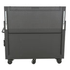 Heavy-Duty 61 in. W 10-Drawer 1-Door, Deep Tool Chest Mobile Workbench in Matte Black w/ Hardwood Top, Pegboard & Shelf