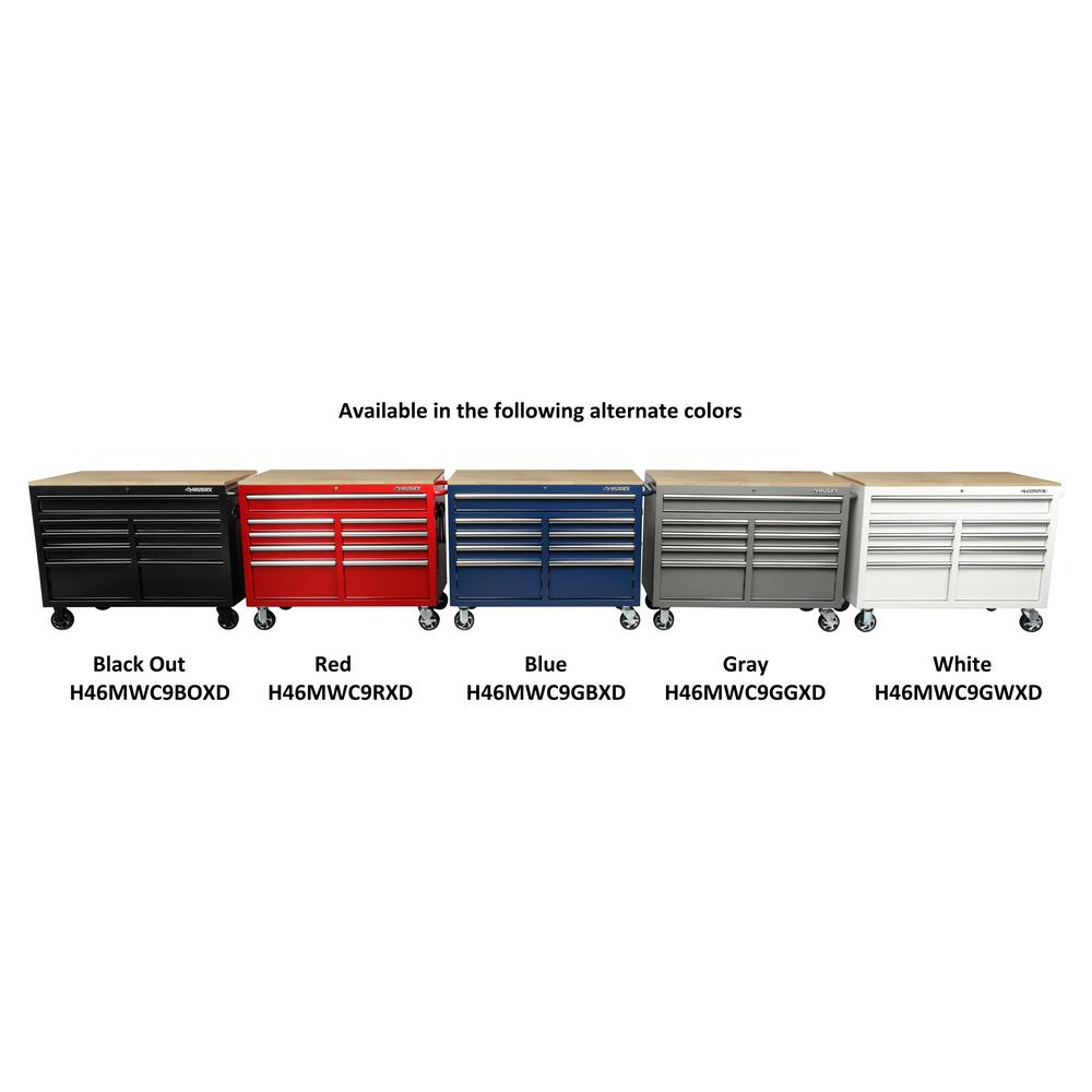 46 in. W 9-Drawer, Deep Tool Chest Mobile Workbench in Gloss Red with Hardwood Top