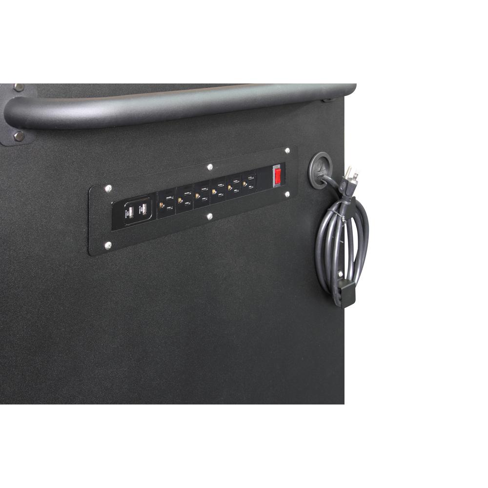 Heavy-Duty 61 in. W 10-Drawer 1-Door, Deep Tool Chest Mobile Workbench in Matte Black w/ Hardwood Top, Pegboard & Shelf
