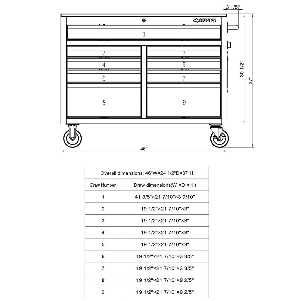 46 in. W 9-Drawer, Deep Tool Chest Mobile Workbench in Gloss Red with Hardwood Top