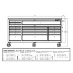 72 in. 18-Drawer 24 in. D Mobile Workbench with Solid Wood Top Stainless Steel