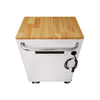 72 in. 18-Drawer Mobile Workbench with Solid Wood Top in Gloss White