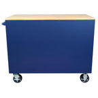 46 in. W 9-Drawer, Deep Tool Chest Mobile Workbench in Gloss Blue with Hardwood Top