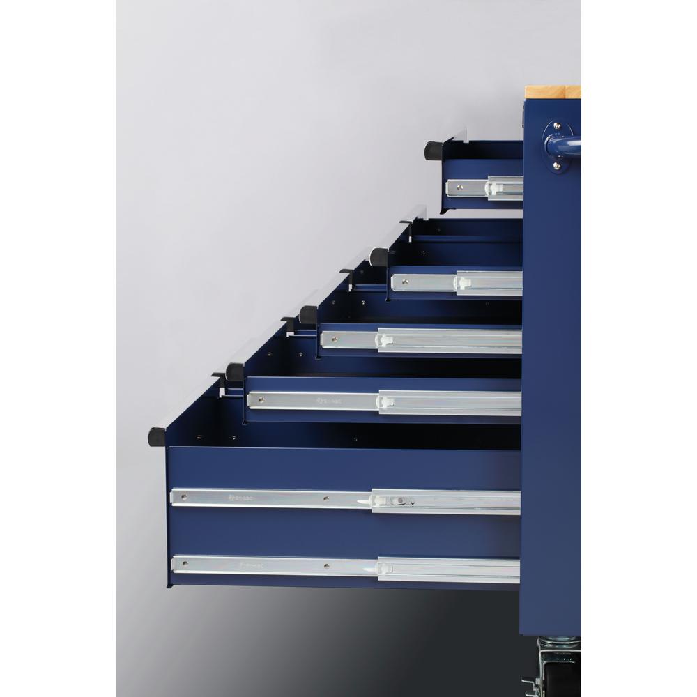46 in. W 9-Drawer, Deep Tool Chest Mobile Workbench in Gloss Blue with Hardwood Top