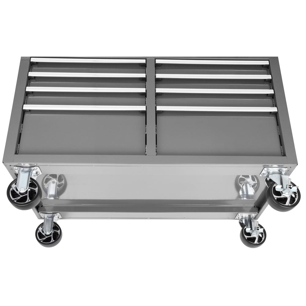 46 in. W 9-Drawer, Deep Tool Chest Mobile Workbench in Gloss Gray with Hardwood Top