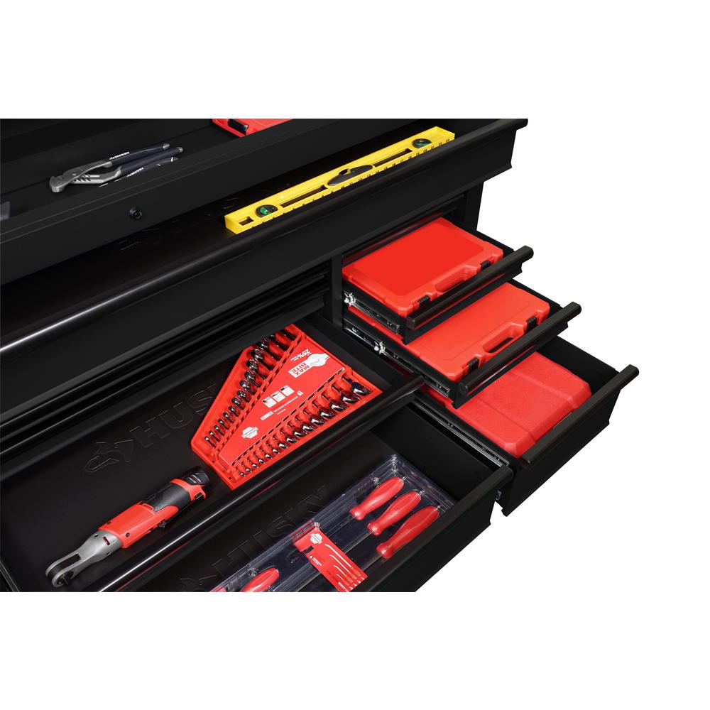Heavy-Duty 72 in. W 18-Drawer, Deep Tool Chest Mobile Workbench in Matte Black with Adjustable-Height Hardwood Top